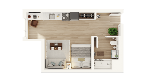 Studio Floor Plan with Large Window